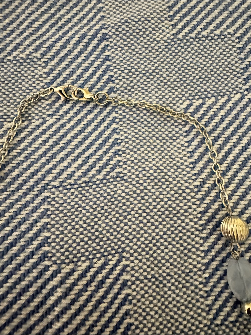 Gold-Tone Circle Pendant Tassel Necklace with Frosted Beads - Picture 4 of 6